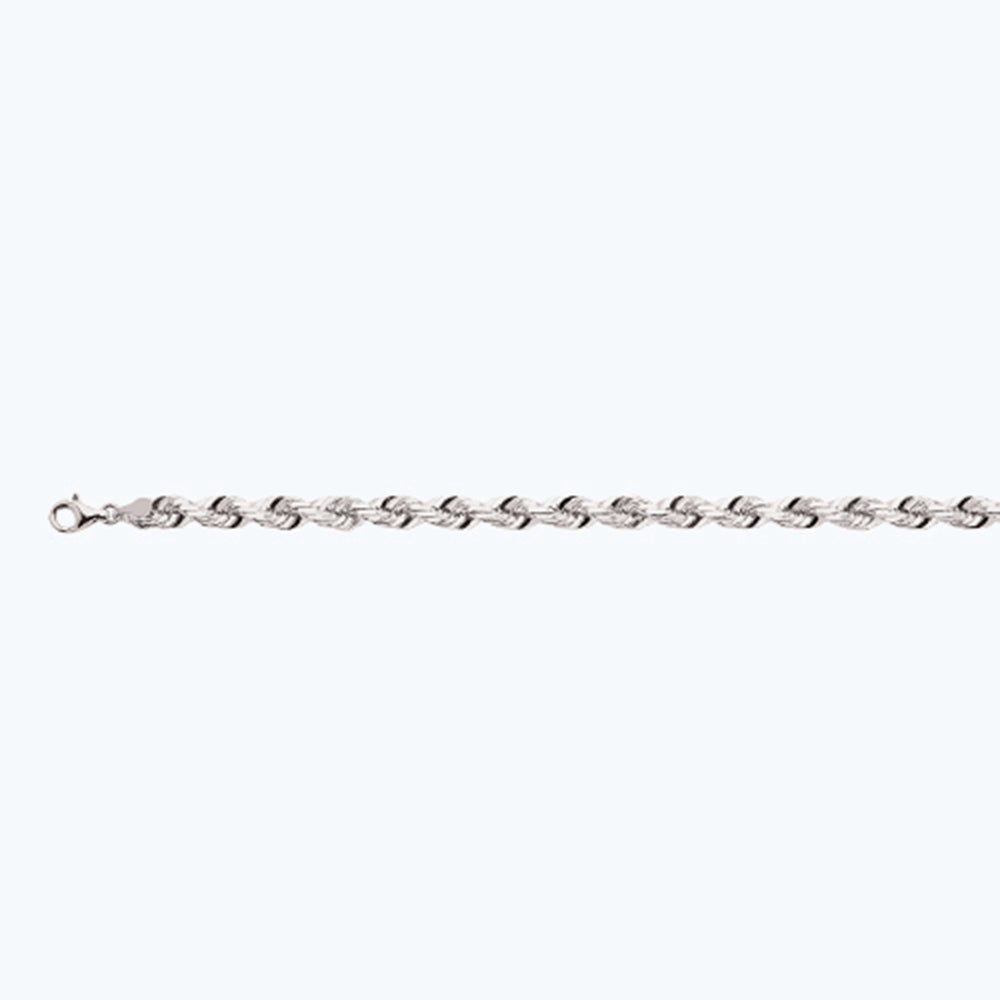 10K 7MM WHITE GOLD SOLID DC ROPE 30" CHAIN NECKLACE (AVAILABLE IN LENGTHS 7" - 30")