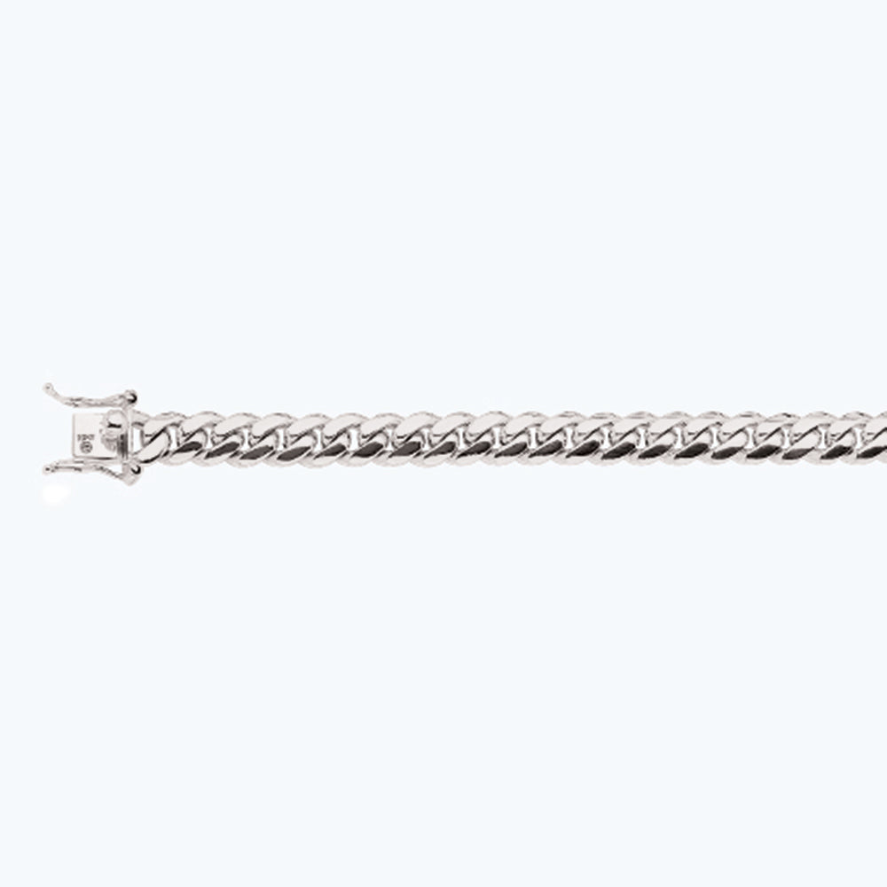 10K 8MM WHITE GOLD SOLID MIAMI CUBAN 24" CHAIN NECKLACE (AVAILABLE IN LENGTHS 7" - 30")