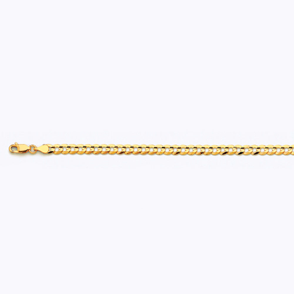 10K 4.5MM YELLOW GOLD SOLID CURB 18" CHAIN NECKLACE (AVAILABLE IN LENGTHS 7" - 30")