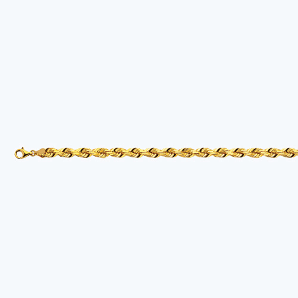 18K 7MM YELLOW GOLD SOLID DC ROPE 26" CHAIN NECKLACE (AVAILABLE IN LENGTHS 7" - 30")