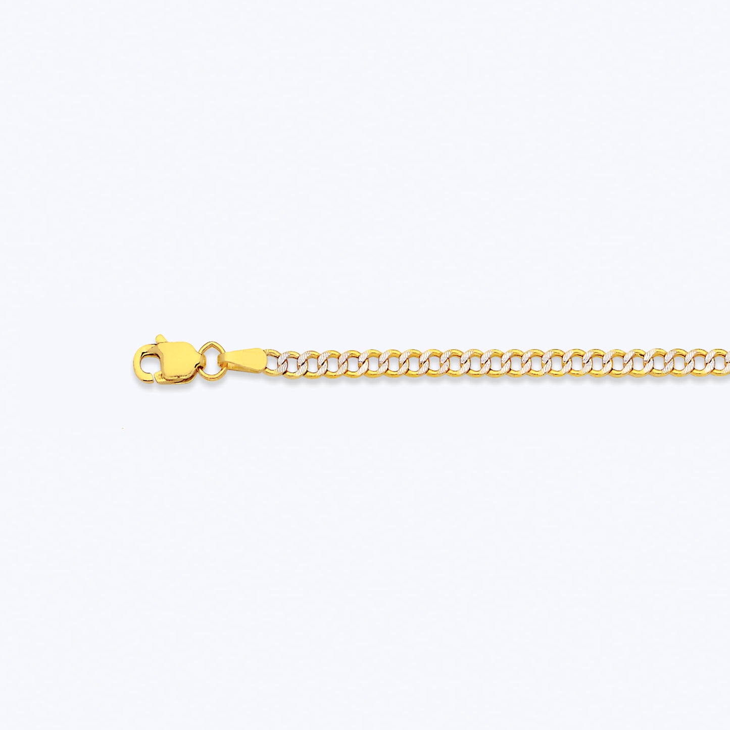 10K 2.5MM YELLOW GOLD HOLLOW PAVE CURB 24" CHAIN NECKLACE (AVAILABLE IN LENGTHS 7" - 30")