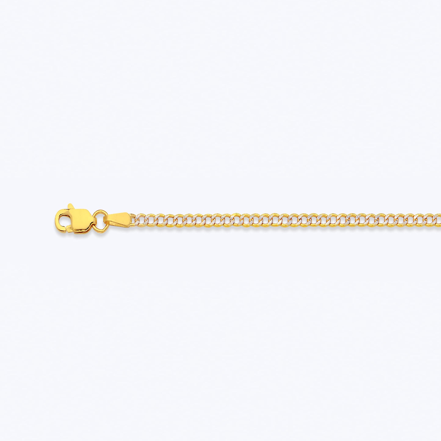 10K 2MM YELLOW GOLD HOLLOW PAVE CURB 22" CHAIN NECKLACE (AVAILABLE IN LENGTHS 7" - 30")