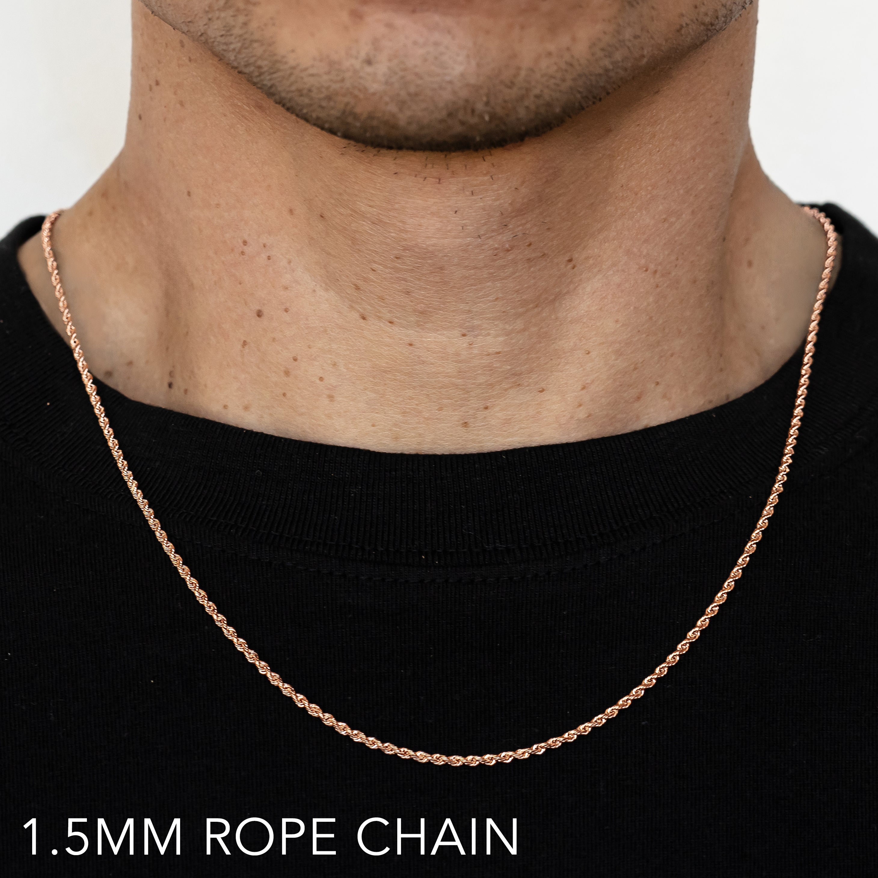 10K 1.5MM ROSE GOLD SOLID DC ROPE 24
