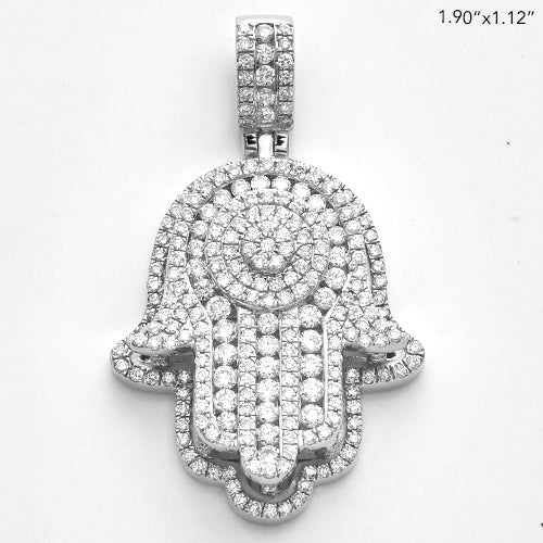 14KW 3.65CTW DIAMOND HAMZA PENDANT - ROUND CLUSTER