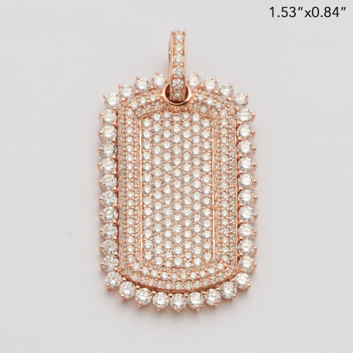 14KR 4.20CTW DIAMOND DOG TAG - BUBBLE BORDER