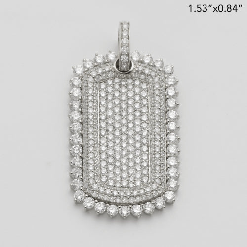 14KW 4.20CTW DIAMOND DOG TAG - BUBBLE BORDER