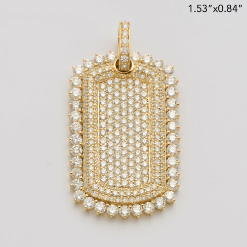 14KY 4.20CTW DIAMOND DOG TAG - BUBBLE BORDER
