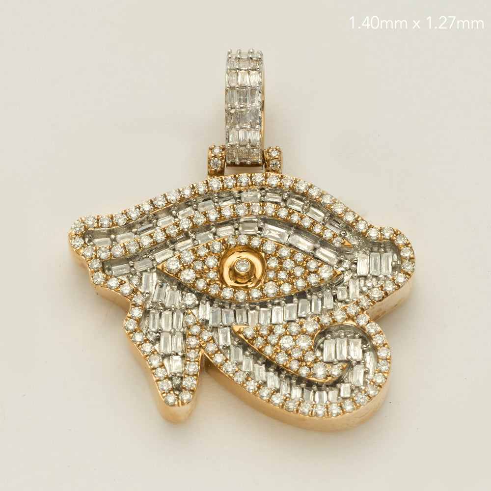 14KY 1.85CTW BAGUETTE DIAMOND 3D EVIL EYE