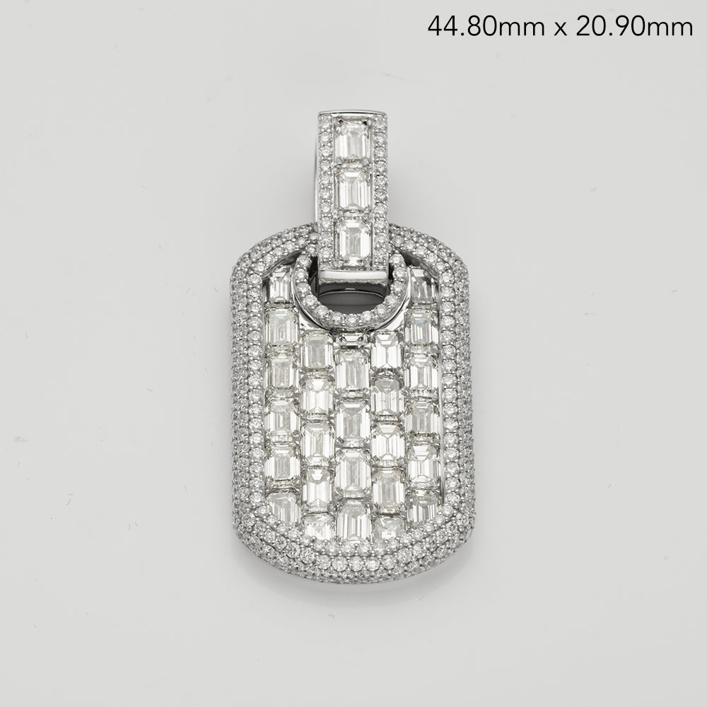 14KW 9.95CTW EMERALD DIAMOND DOGTAG PENDANT