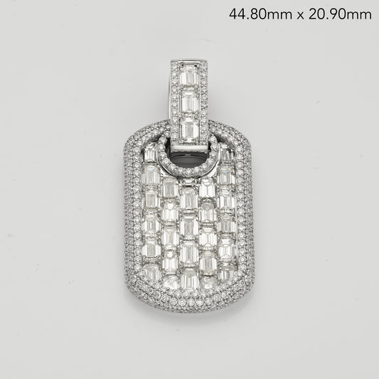 14KW 9.95CTW EMERALD DIAMOND DOGTAG PENDANT