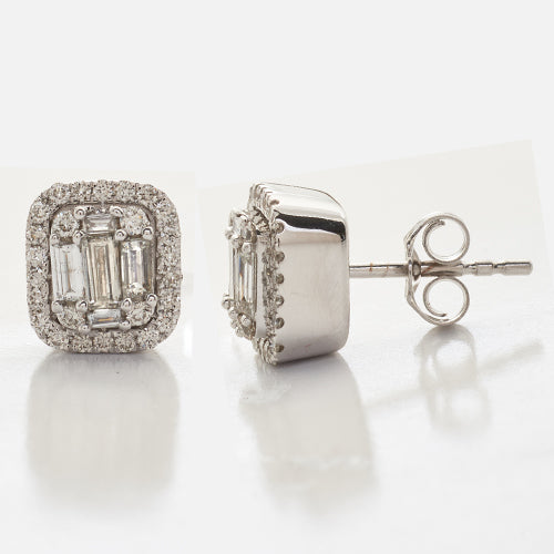 14KW 0.80CTW BAGUETTE DIAMOND EARRING STUDS