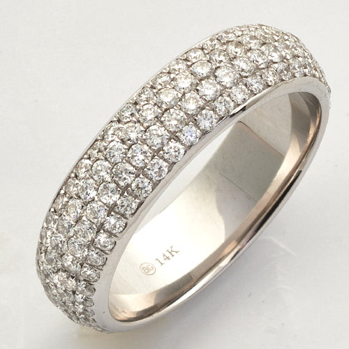 14KW 2.35CTW DIAMOND MENS 4-ROW PAVE ETERNITY BAND