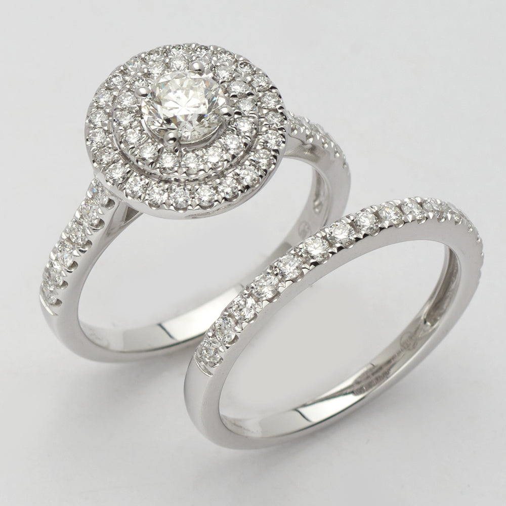 14KW 1.32CTW DIAMOND BRIDAL SET -DOUBLE RD HALO