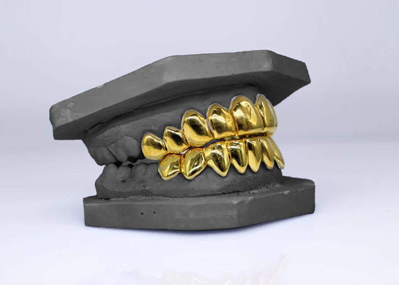 TOP AND BOTTOM SIX SOLID YELLOW GOLD GRILLZ
