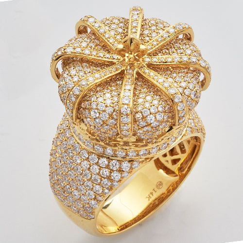 14KY 5.10CTW DIAMOND MENS CROWN RING