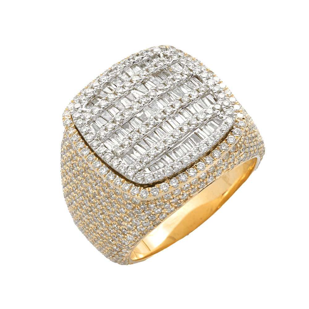14KY+W 4.75CTW BAGUETTE DIAMOND MENS RING