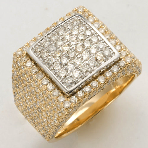 14KY+W 4.00CTW DIAMOND SQUARE BEZEL DOME MENS RING