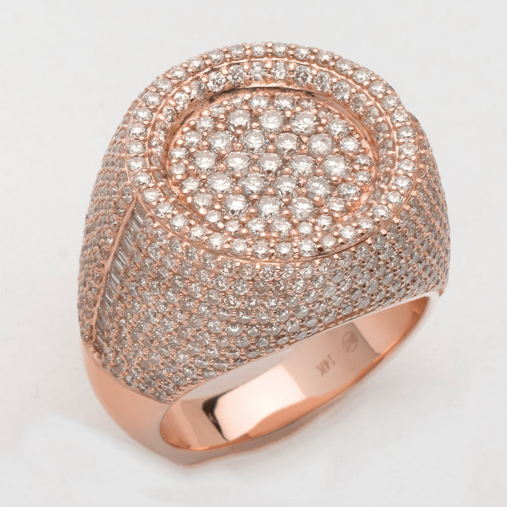 14KR 5.55CTW DIAMOND ROUND HEAD MENS RING