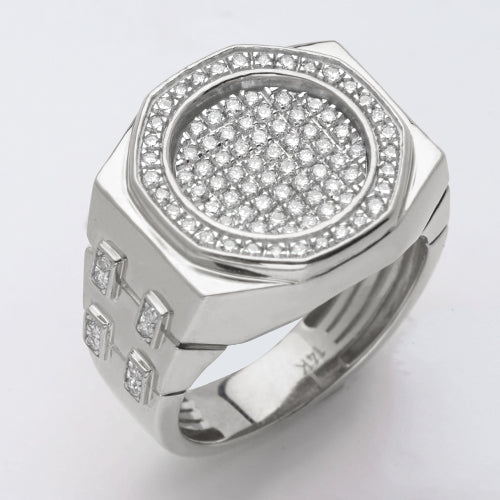 14KW 1.15CTW DIAMOND FLAT PAVE ROUND FACE MENS