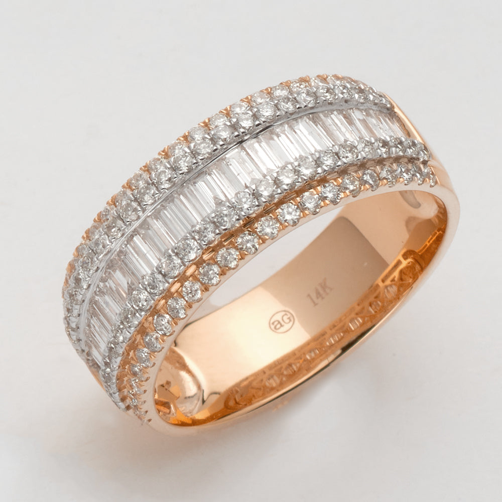 14KR 2.00CTW BAGUETTE DIAMOND MENS 1/2 BAND