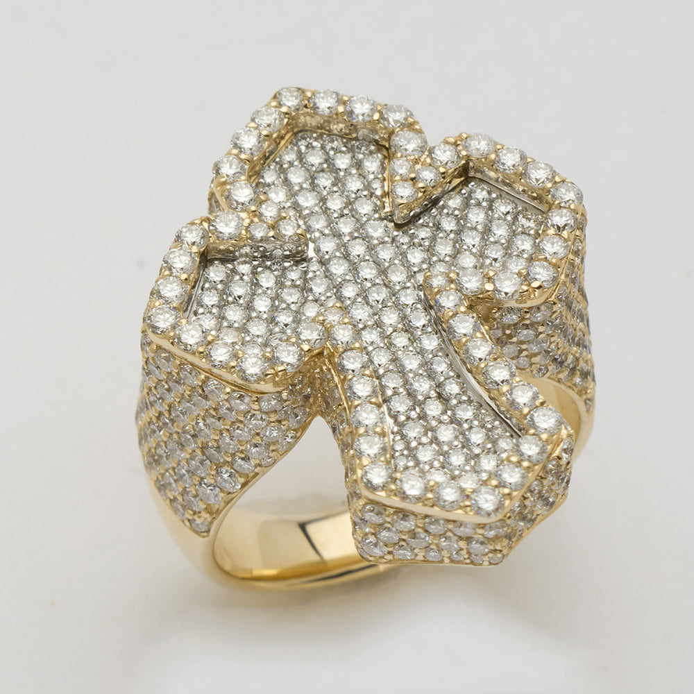 14KY 5.35CTW DIAMOND 3D INVERTED FLEUR DE LIS