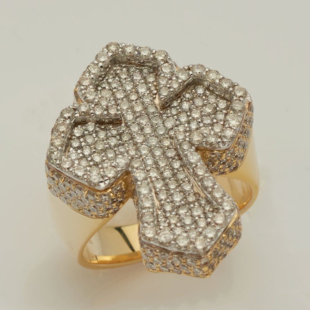 14KY+W 4.70CTW DIAMOND INVERTED 3D MENS FLEUR DE