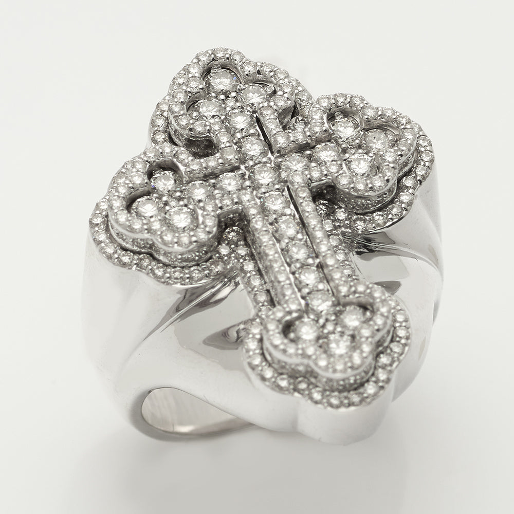 14KW 2.50CTW DIAMOND 3D INVERTED FLEUR DE LIS MENS