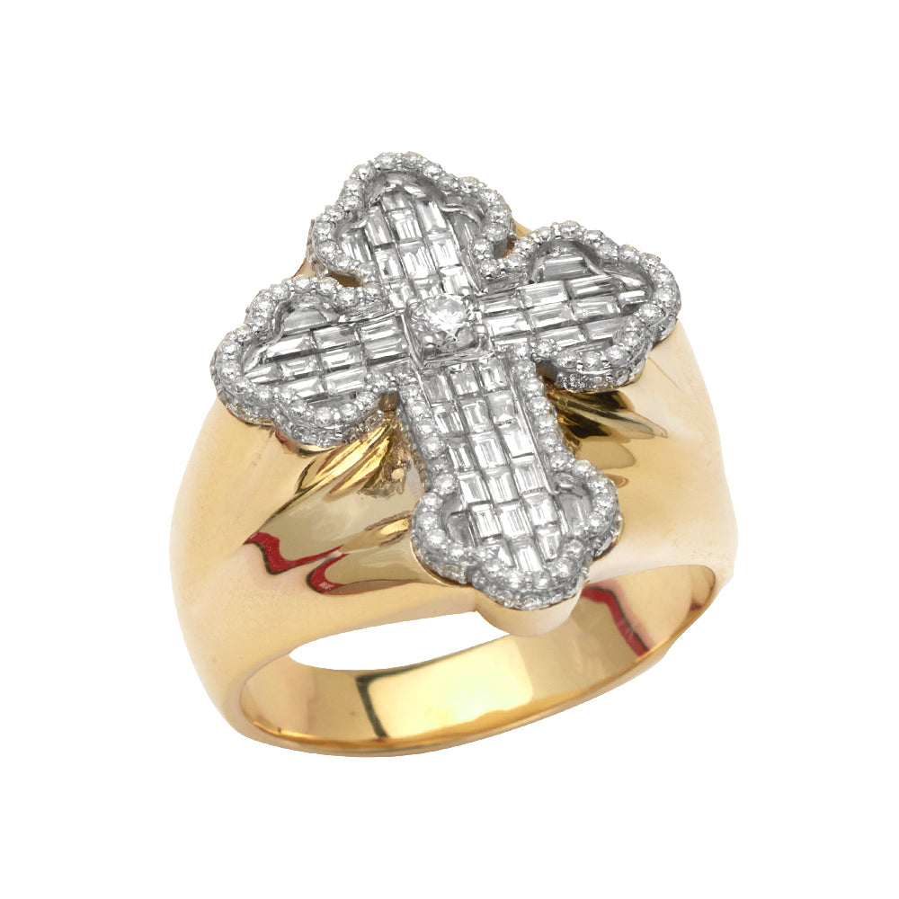 14KY+W 2.00CTW BAGUETTE DIAMOND FLUER DE LIS CROSS