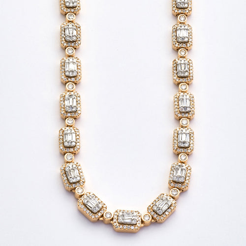 10KY+W 10.15 CTW BAGUETTE NECKLACE 22"