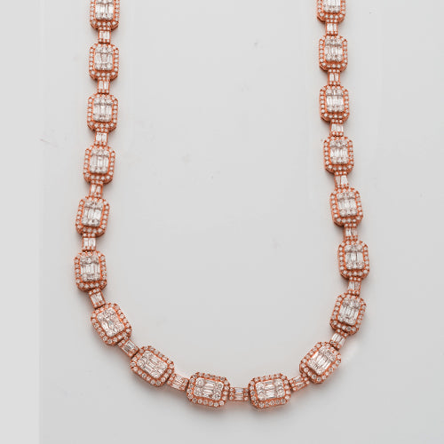 10KR+W 17.50CTW BAGUETTE DIAMOND EMERALD CLUSTER