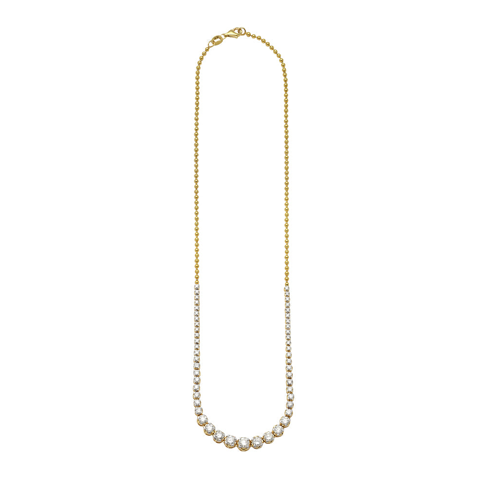 18KY 3.27CTW DIAMOND GRADUATED BEAD NECKLACE