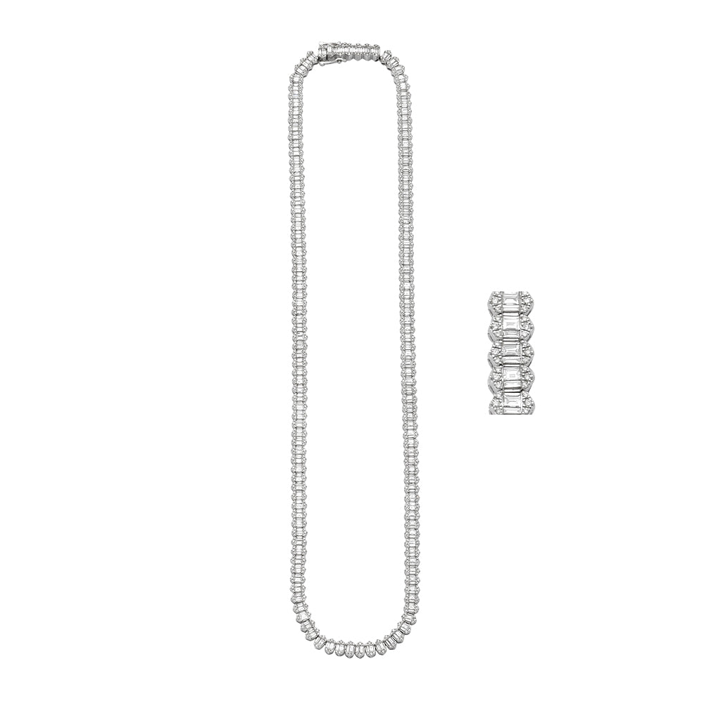 10KW 8.25CTW BAGUETTE DIAMOND NECKLACE W/ TRINGLE