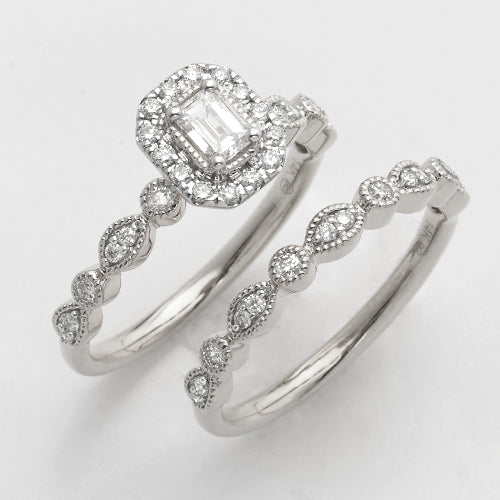 14KW 0.75CTW EMERALD DIAMOND BRIDAL SET