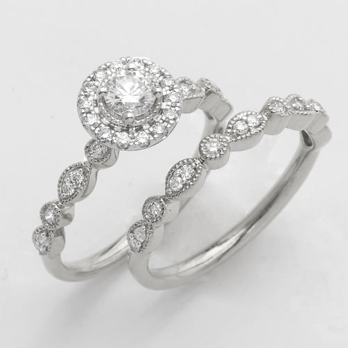14KW 0.75CTW ROUND DIAMOND BRIDAL SET