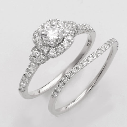 14KW 1.15CTW DIAMOND BRIDAL SET - SQUARE HALO
