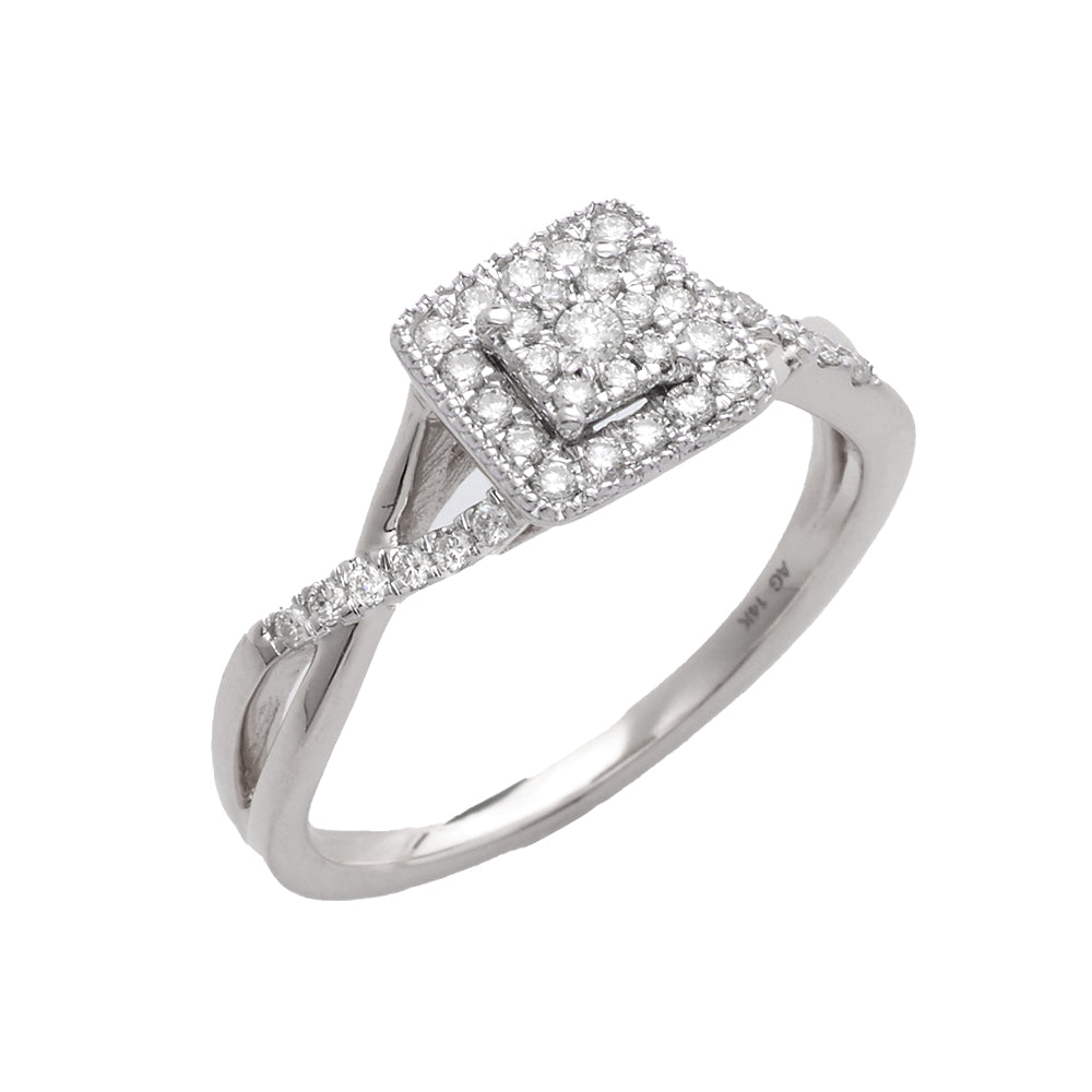 14KW 0.30CTW DIAMOND SQUARE CLUSTER RING