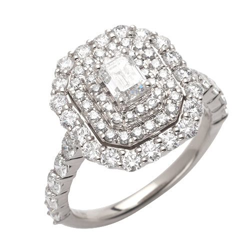 14KW 2.00CTW EMERALD DIAMOND BRIDAL RING - TRIPLE