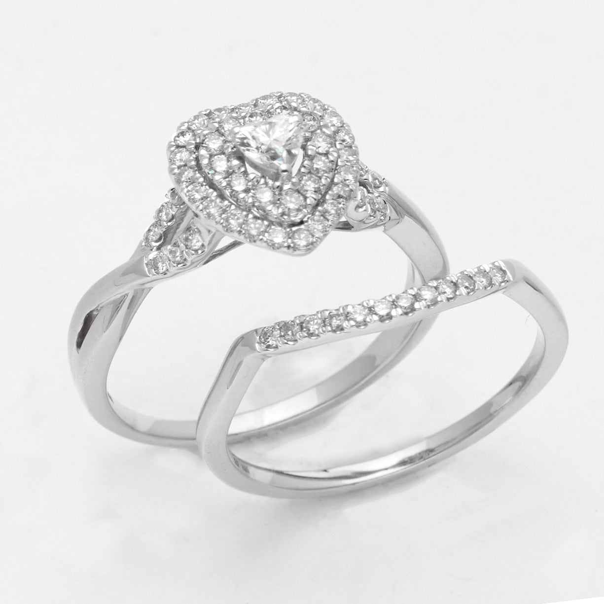 14KW 0.60CTW HEART DIAMOND BRIDAL SET - DOUBLE