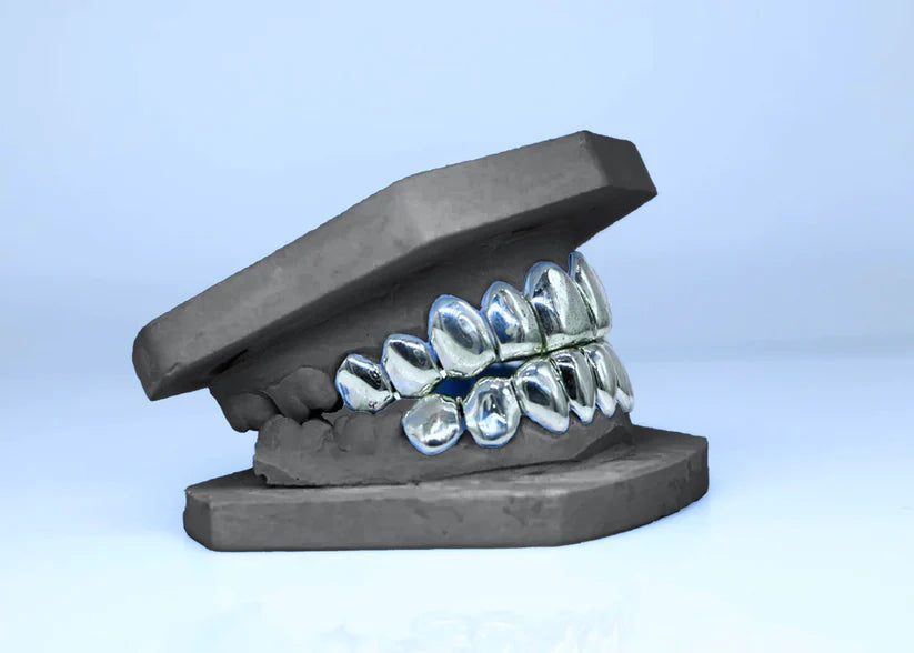 TOP AND BOTTOM SIX SOLID WHITE GOLD GRILLZ