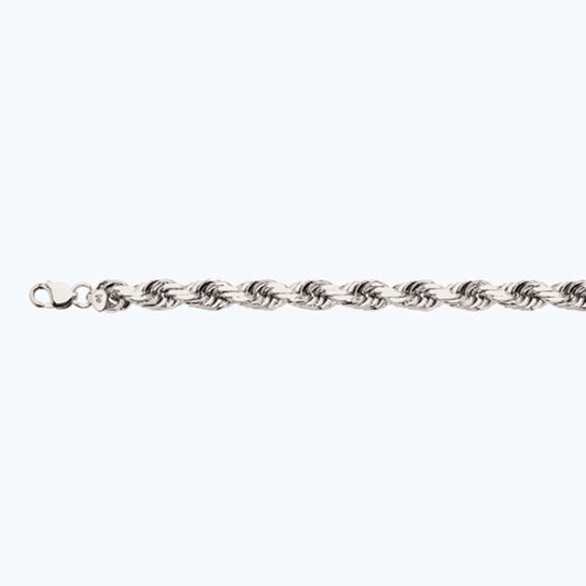 14K 12MM WHITE GOLD SOLID DC ROPE 8.5" CHAIN BRACELET (AVAILABLE IN LENGTHS 7" - 30")