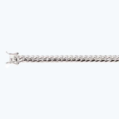 10K 8MM WHITE GOLD SOLID MIAMI CUBAN 22" CHAIN NECKLACE (AVAILABLE IN LENGTHS 7" - 30")
