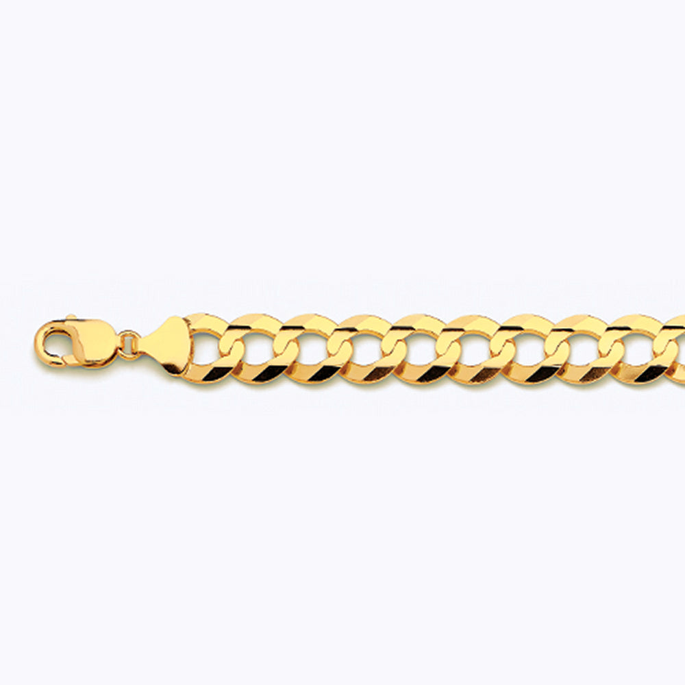 14K 14MM YELLOW GOLD SOLID CURB 20" CHAIN NECKLACE (AVAILABLE IN LENGTHS 7" - 30")
