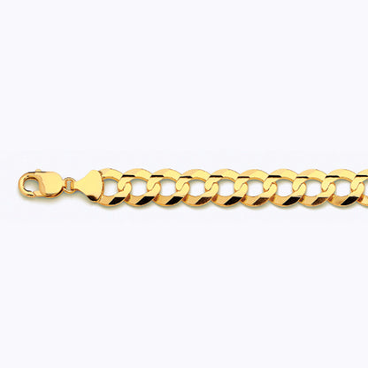 14K 14MM YELLOW GOLD SOLID CURB 20" CHAIN NECKLACE (AVAILABLE IN LENGTHS 7" - 30")