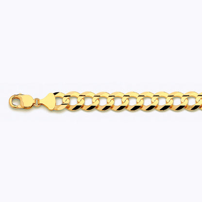 10K 13MM YELLOW GOLD SOLID CURB 30" CHAIN NECKLACE (AVAILABLE IN LENGTHS 7" - 30")