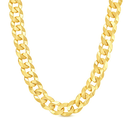 10K 12MM YELLOW GOLD SOLID CURB 28" CHAIN NECKLACE (AVAILABLE IN LENGTHS 7" - 30")