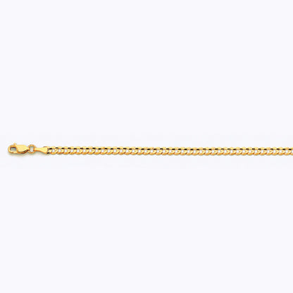 10K 3.5MM YELLOW GOLD SOLID CURB 24" CHAIN NECKLACE (AVAILABLE IN LENGTHS 7" - 30")