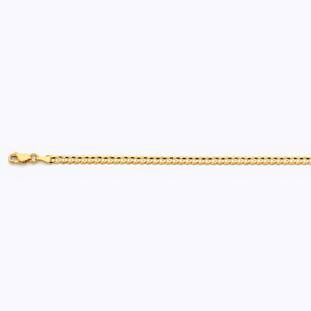 10K 3.5MM YELLOW GOLD SOLID CURB 30" CHAIN NECKLACE (AVAILABLE IN LENGTHS 7" - 30")