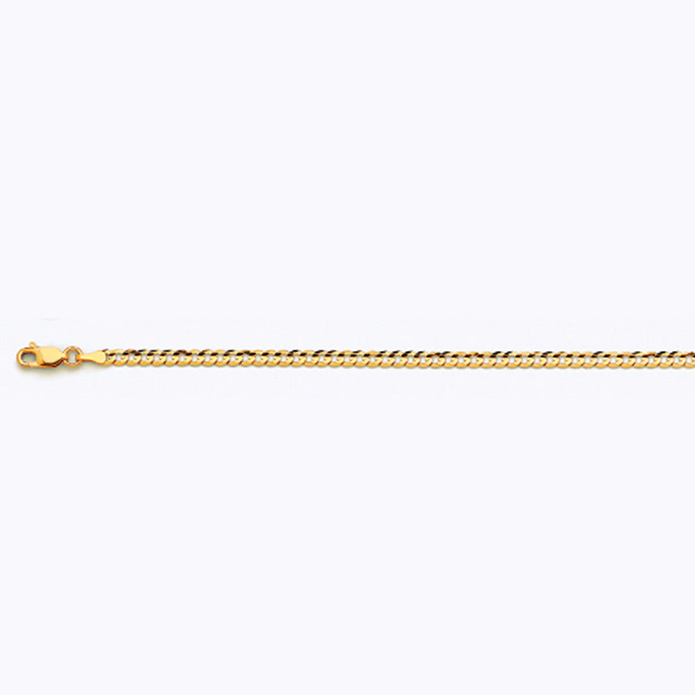 10K 3MM YELLOW GOLD SOLID CURB 26" CHAIN NECKLACE (AVAILABLE IN LENGTHS 7" - 30")