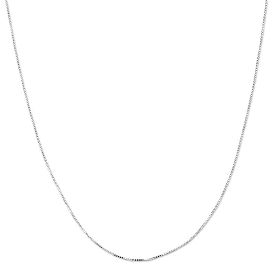 10K WHITE GOLD BOX 040 GAUGE 18" CHAIN NECKLACE (AVAILABLE IN LENGTHS 7" - 30")