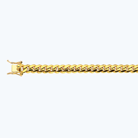 18K 9MM YELLOW GOLD SOLID MIAMI CUBAN 7.5" CHAIN BRACELET (AVAILABLE IN LENGTHS 7" - 30")